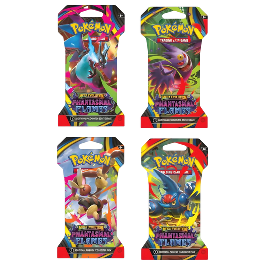 Phantasmal Flames Sleeved Booster Pack (Random Art) – 4 Pack Bundle