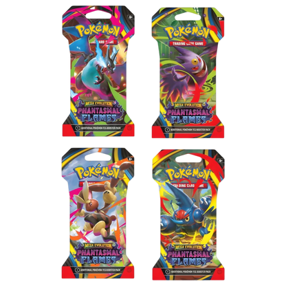 Phantasmal Flames Sleeved Booster Pack (Random Art) – 4 Pack Bundle