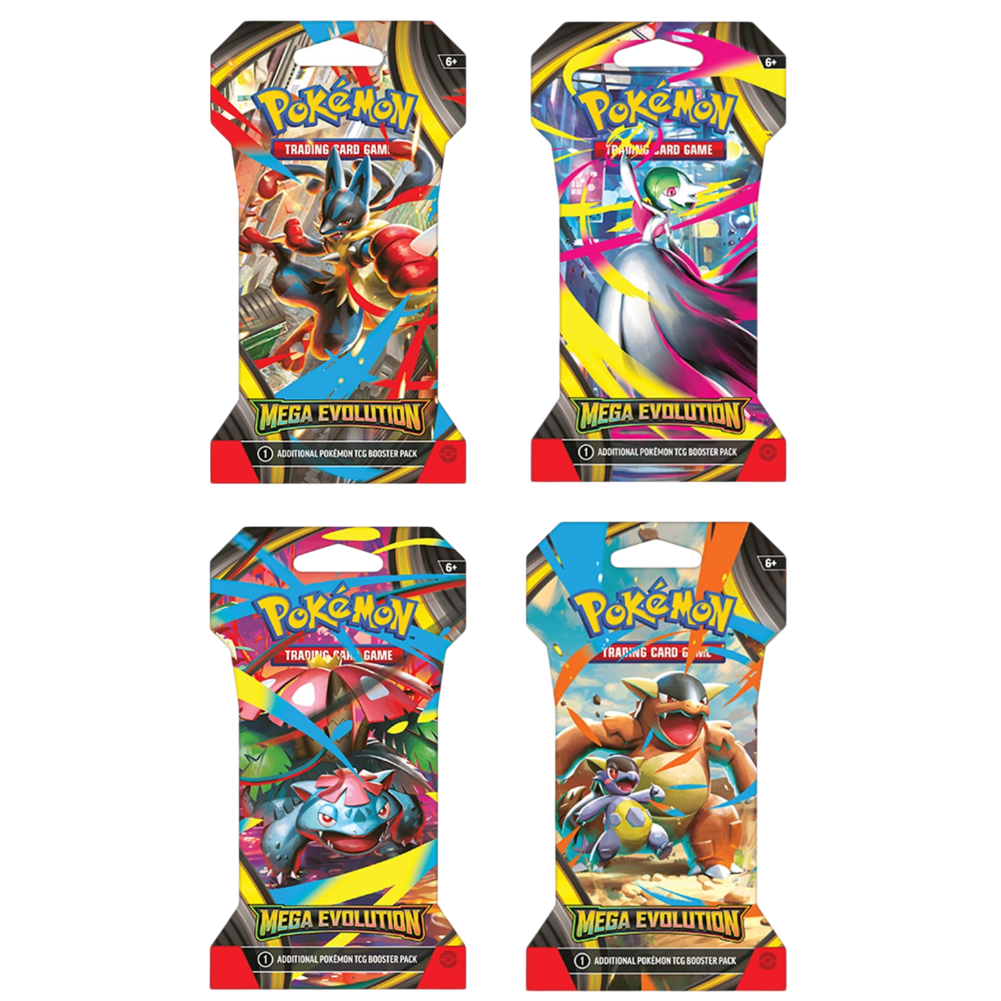 Mega Evolution Sleeved Booster Pack (Random Art) – 4 Pack Bundle