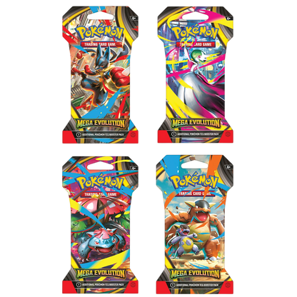 Mega Evolution Sleeved Booster Pack (Random Art) – 4 Pack Bundle