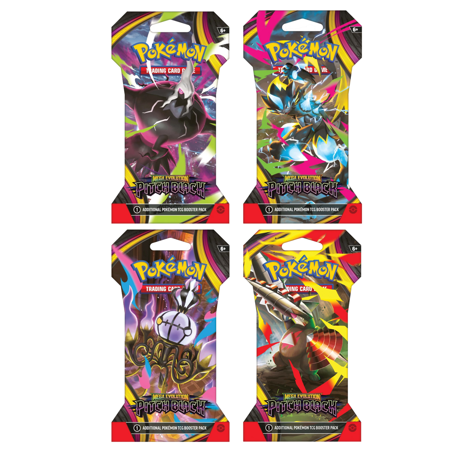 Pitch Black Sleeved Booster Pack (Random Art) – 4 Pack Bundle