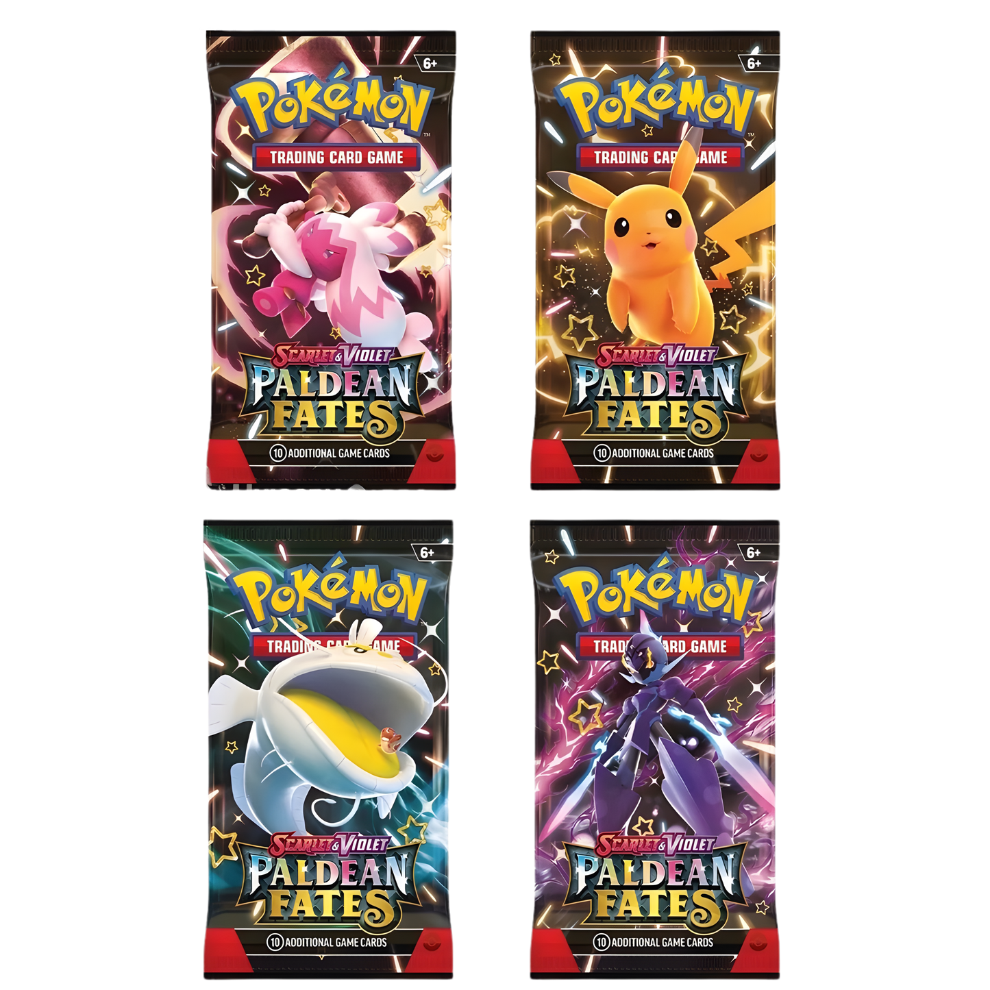 Paldean Fates Booster Pack (Random Art) – 4 Pack Bundle