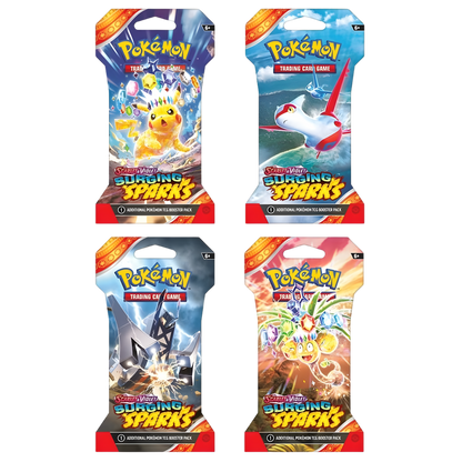 Surging Sparks Sleeved Booster Pack (Random Art) – 4 Pack Bundle